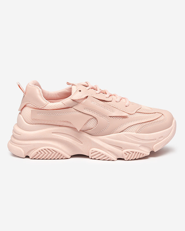 Pink women's sports shoes on a massive Okis sole - Footwear
