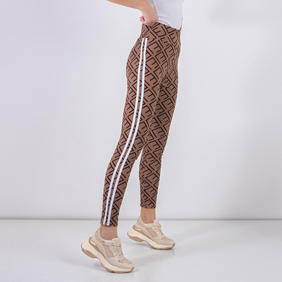 Brown women's geometric pattern leggings - Clothing