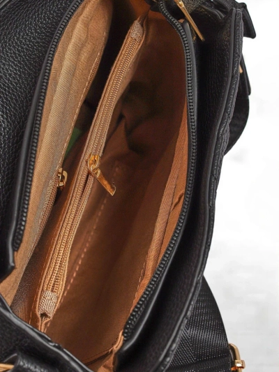 Black Demetra women's bag made of ecological patent leather, elegant