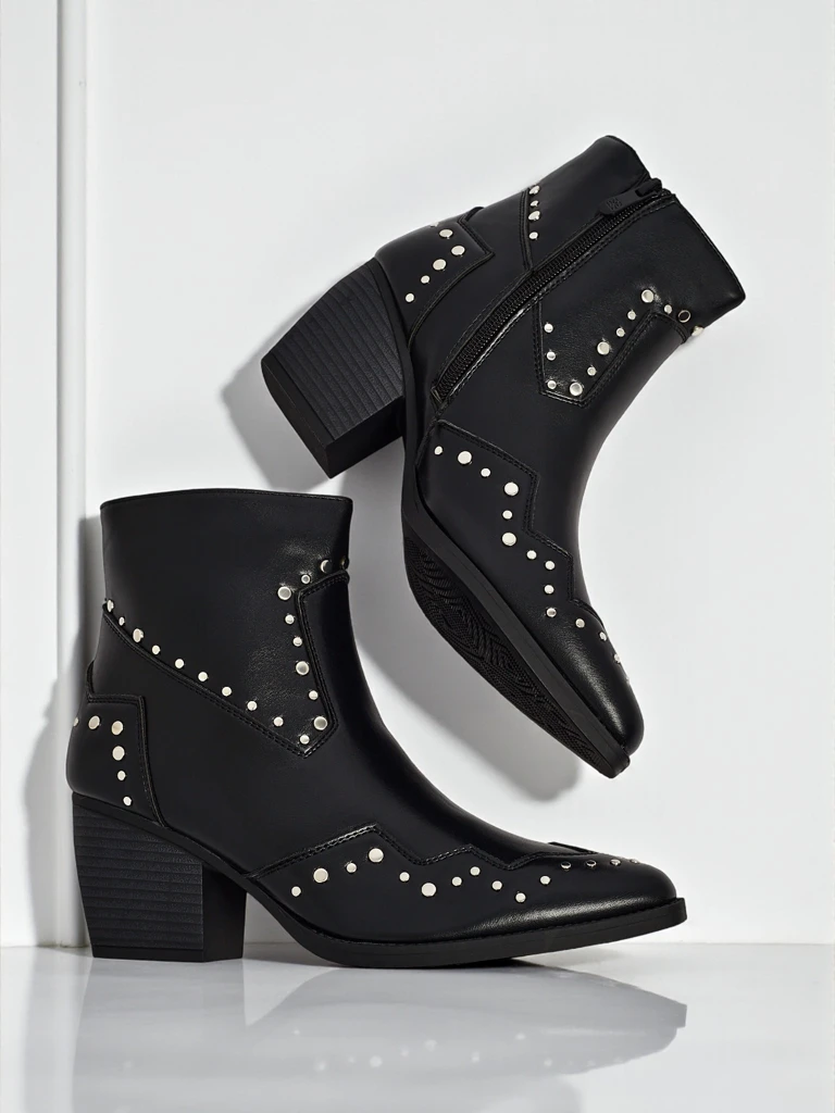 Kowbojki damskie na obcasie z dżetami Glaciere