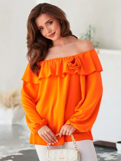 Royalfashion Women's blouse in the Spanish style with ruffles and a flower