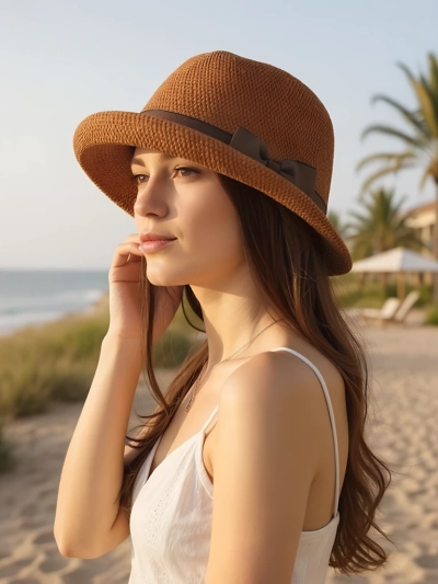 Royalfashion Women's hat decorated with a bow Summer Grace