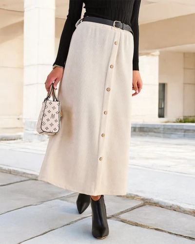 Royalfashion Women's midi skirt with decorative buttons