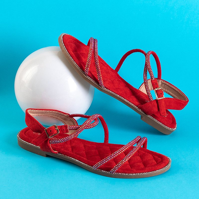Red women's sandals with zircons Swirelli - Footwear