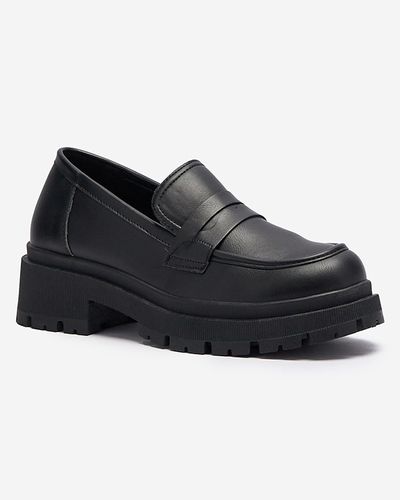 Eco leather black moccasins for women Firlonna- Footwear