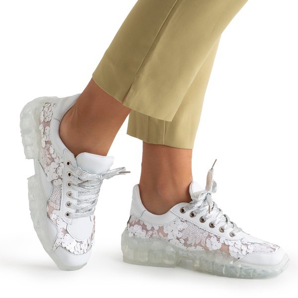 White women's sports shoes with sequins Polja - Footwear