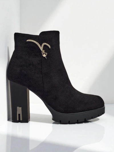 Luna Black Elegant Evening Ankle Boots