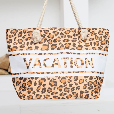 Women's camel leopard beach handbag - Accessories