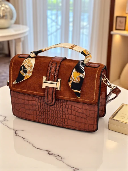 Aurelia Elegante Camel - Women's Mini Suede-Patent Handbag Venezia Classico