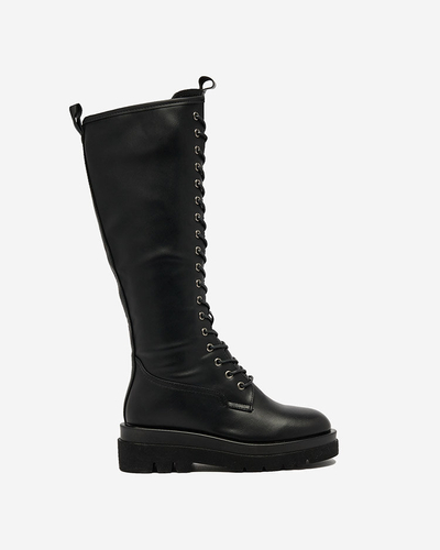 Royalfashion Black lace-up women's boots Decovbo