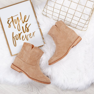 Beige cowboy boots on an indoor wedge Bluestone - Footwear 1