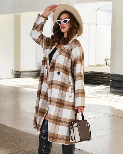 Royalfashion Women's checkered coat