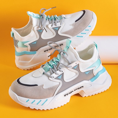 White men's sneakers with mint elements Gain - Footwear