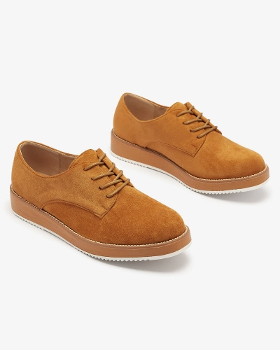 Women's lace-up half shoes a'la oxfords in camel color Oksila - Footwear