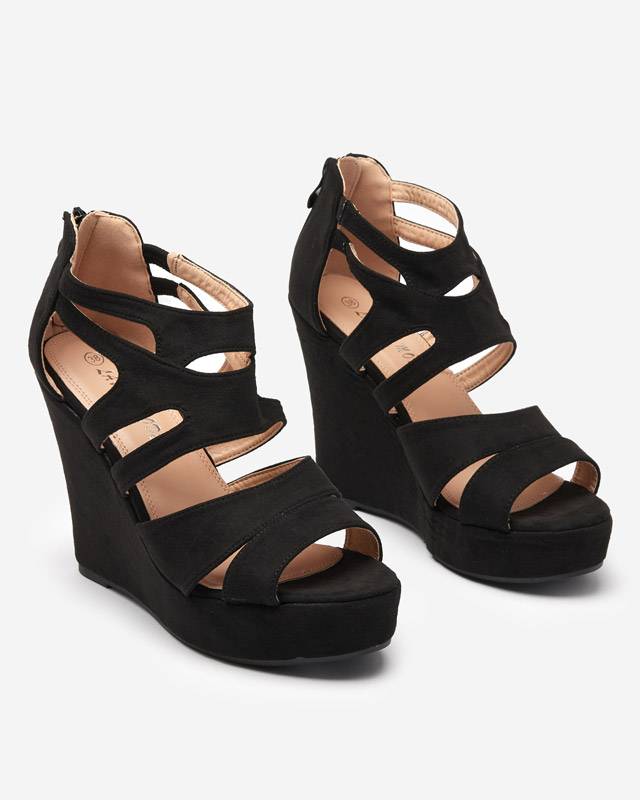 OUTLET Black women's sandals on a wedge Amroksi - Footwear