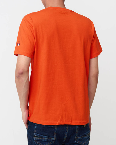 Orange men's printed t-shirt - Clothing