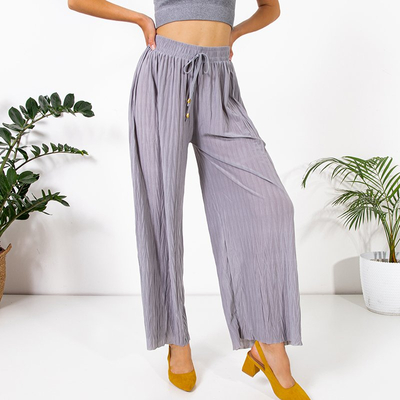 Loose gray knitted palazzo trousers - Clothing