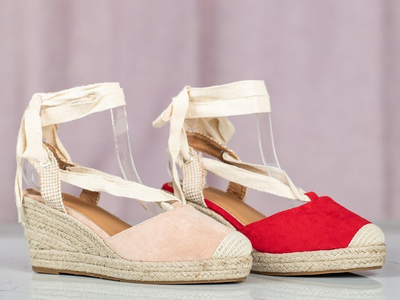 Red espadrilles on a wedge with Margaretta binding - Footwear 1