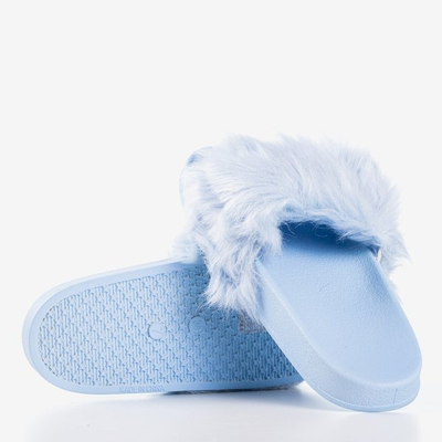 Blue slippers with fur Millie - Footwear