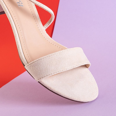 Beige women's sandals on a low post Asoka - Shoes