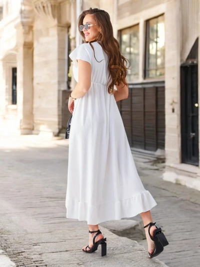 Royalfashion Women's midi dress with an asymmetrical hem