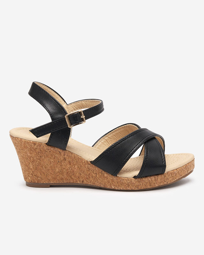Women's black wedge sandals Helia - Shoes
