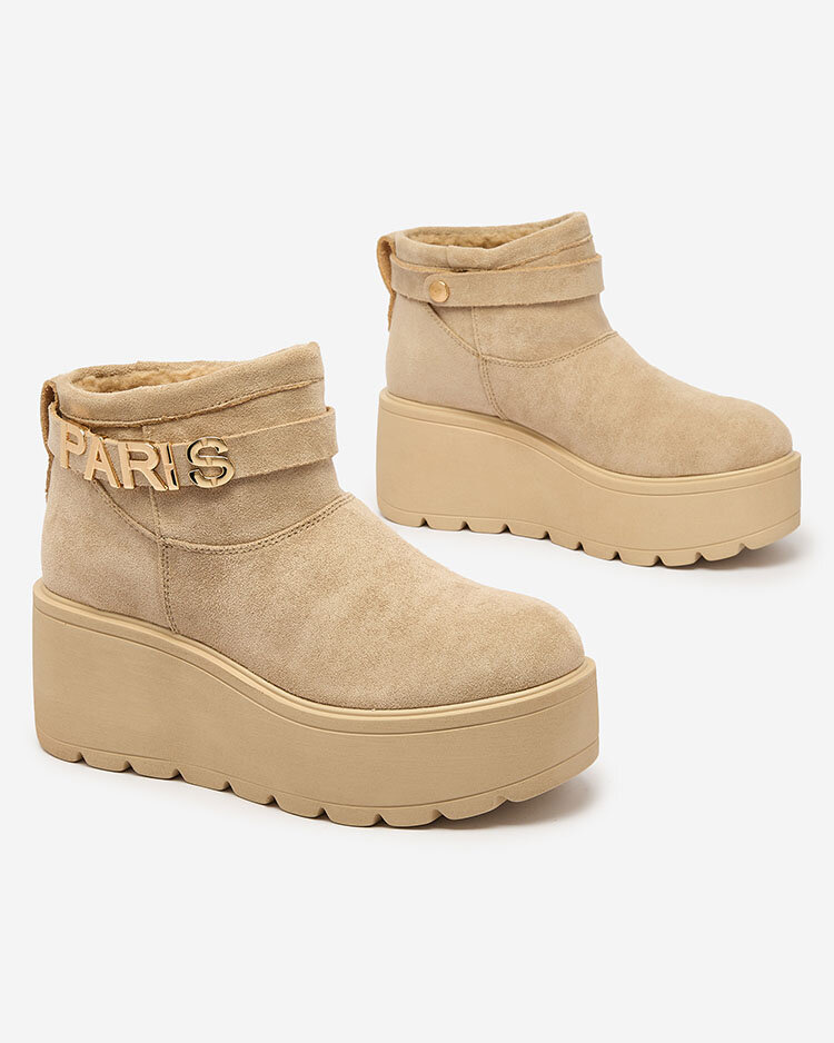 Royalfashion Beige women's shoes a'la snow boots with ornament Parisela