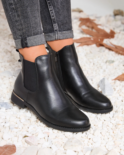 Royalfashion Melni sieviešu zābaki a'la sztyblety eko āda Hyrolo