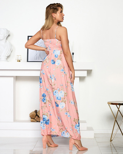 Airy pink women's floral dress - Clothing