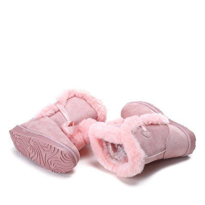 Розовые зимние сапоги с помпонами Bobo - Обувь