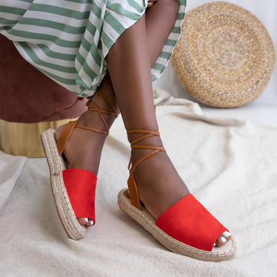 Red women's tied sandals Blisis - Footwear
