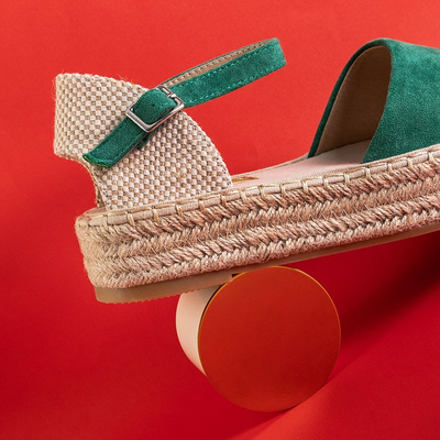 Green women's platform sandals Almira - Footwear