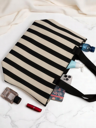 Royal Fashion Striped Fabric Tote Bag
