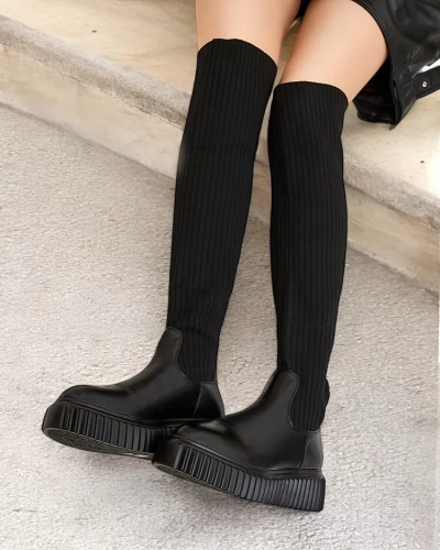 Royalfashion Women's Hesoppel slip-on over-the-knee boots