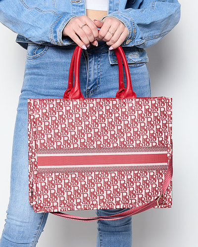 Women's red shopper bag with print - Accessories