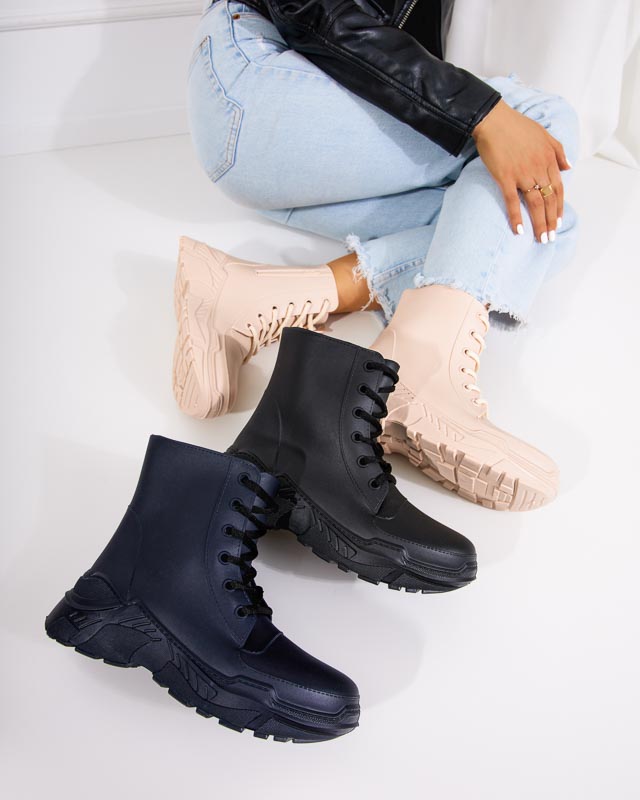 Navy blue women's boots a'la rubber boots Aiax - Footwear
