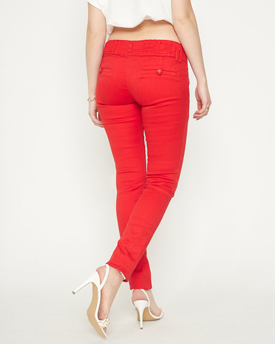 Women's low-waisted fabric trousers in red - Clothing