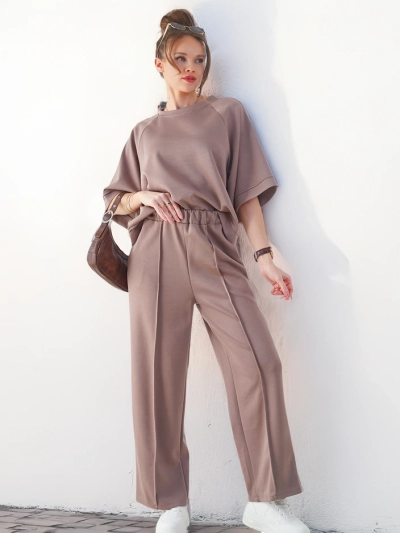 Royalfashion Women's set with short sleeves and wide trousers