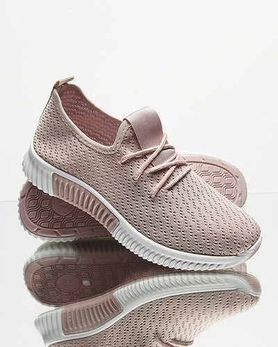 Pink women's fabric sports shoes Vobbu- Footwear