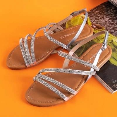 OUTLET Серебряные женские сандалии с фианитом Mitali - Обувь