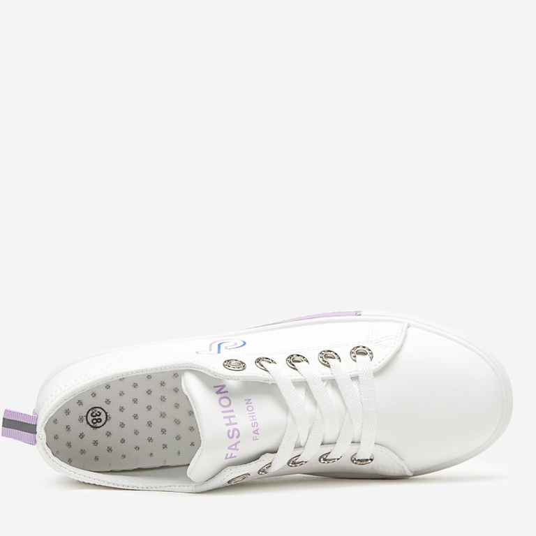White and purple women's sneakers Tictoa - Footwear