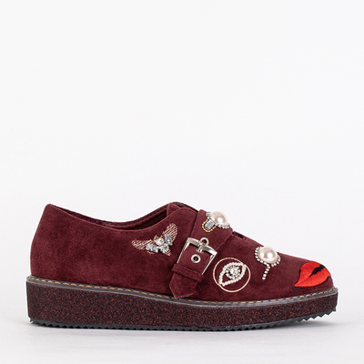 Burgundy low shoes with Lagerrla decorations - Footwear