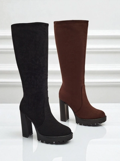 Women's Eco-Suede Block Heel Boots GaleNest