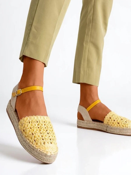 Yellow women's espadrilles with an openwork Triumf - Footwear