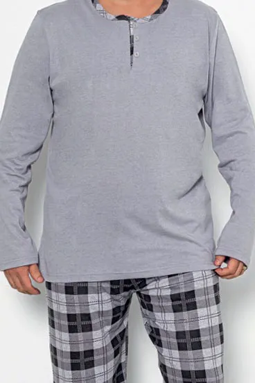 Royalfashion Men's checkered cotton pajamas PLUS SIZE
