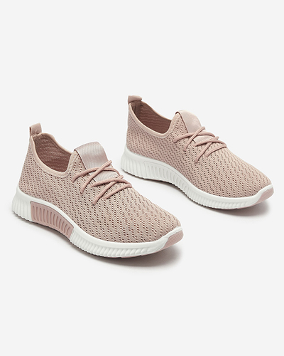 Pink women's fabric sports shoes Vobbu- Footwear