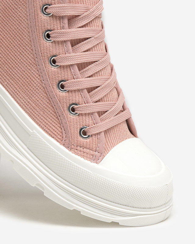 Pink women's high ribbed sneakers Somali - Footwear