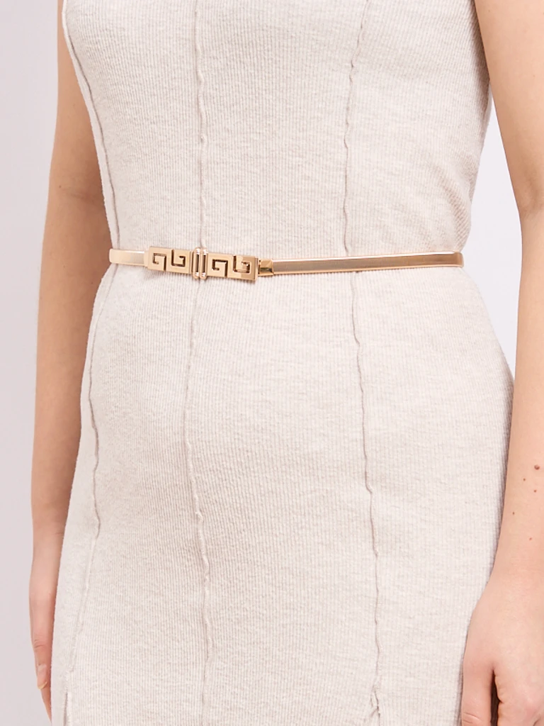 Golden metal women's belt Minerva Elegante with Greek motif, 64-100 cm