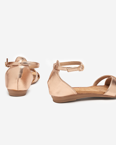 Gold women's flat sandals Ruddi- Footwear