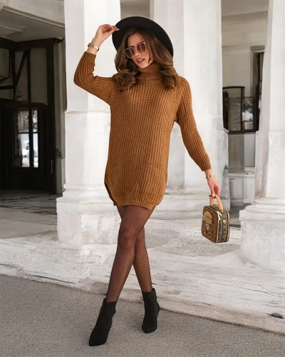 Royalfashion Garāks džemperis ar augstu apkakli sievietēm